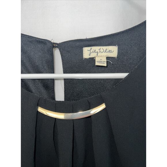 Lily White Semi Sheer Black Lined Blouse Top Women’s Small NWT - Picture 4 of 13